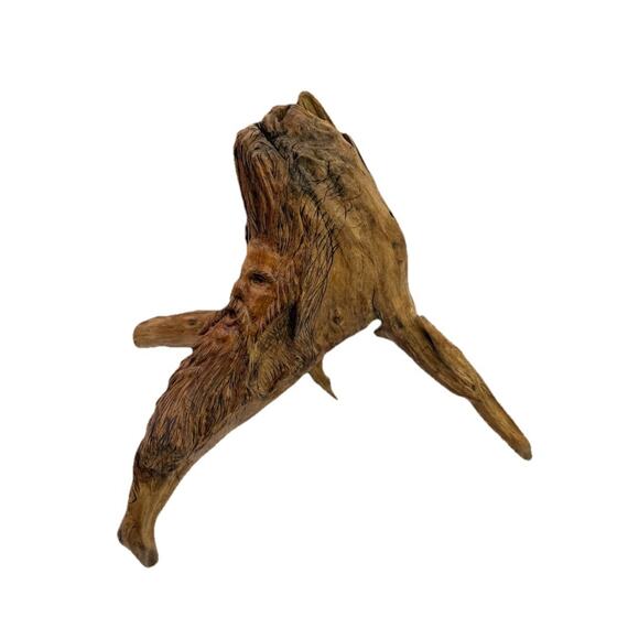 Hand Carved Wood Old Man Face w Feather Spirit Tree Sculpture Figure 12”x10” VTG - Picture 4 of 16